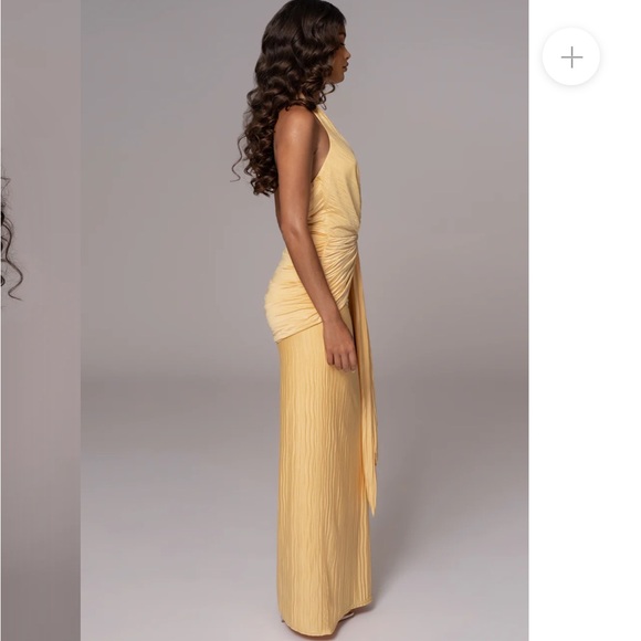 JLUXLABEL YELLOW UNDER THE MOONLIGHT DRAPE DRESS - Picture 4 of 7